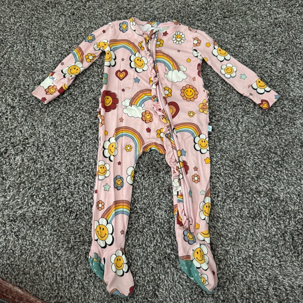 Posh Peanut Footie Ruffled Zippered One Piece